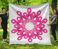 Pink Breast Cancer Ribbon Flower Print Quilt