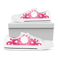 Pink Breast Cancer Ribbon Flower Print White Low Top Sneakers