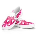 Pink Breast Cancer Ribbon Flower Print White Slip On Sneakers