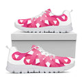 Pink Breast Cancer Ribbon Flower Print White Running Shoes