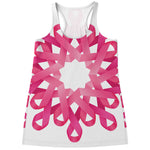 Pink Breast Cancer Ribbon Flower Print Women's Racerback Tank Top