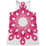 Pink Breast Cancer Ribbon Flower Print Women's Racerback Tank Top