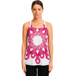 Pink Breast Cancer Ribbon Flower Print Women's Racerback Tank Top