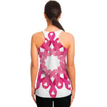 Pink Breast Cancer Ribbon Flower Print Women's Racerback Tank Top