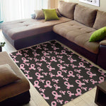 Pink Breast Cancer Ribbon Pattern Print Area Rug