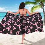 Pink Breast Cancer Ribbon Pattern Print Beach Sarong Wrap