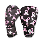 Pink Breast Cancer Ribbon Pattern Print Boxing Gloves