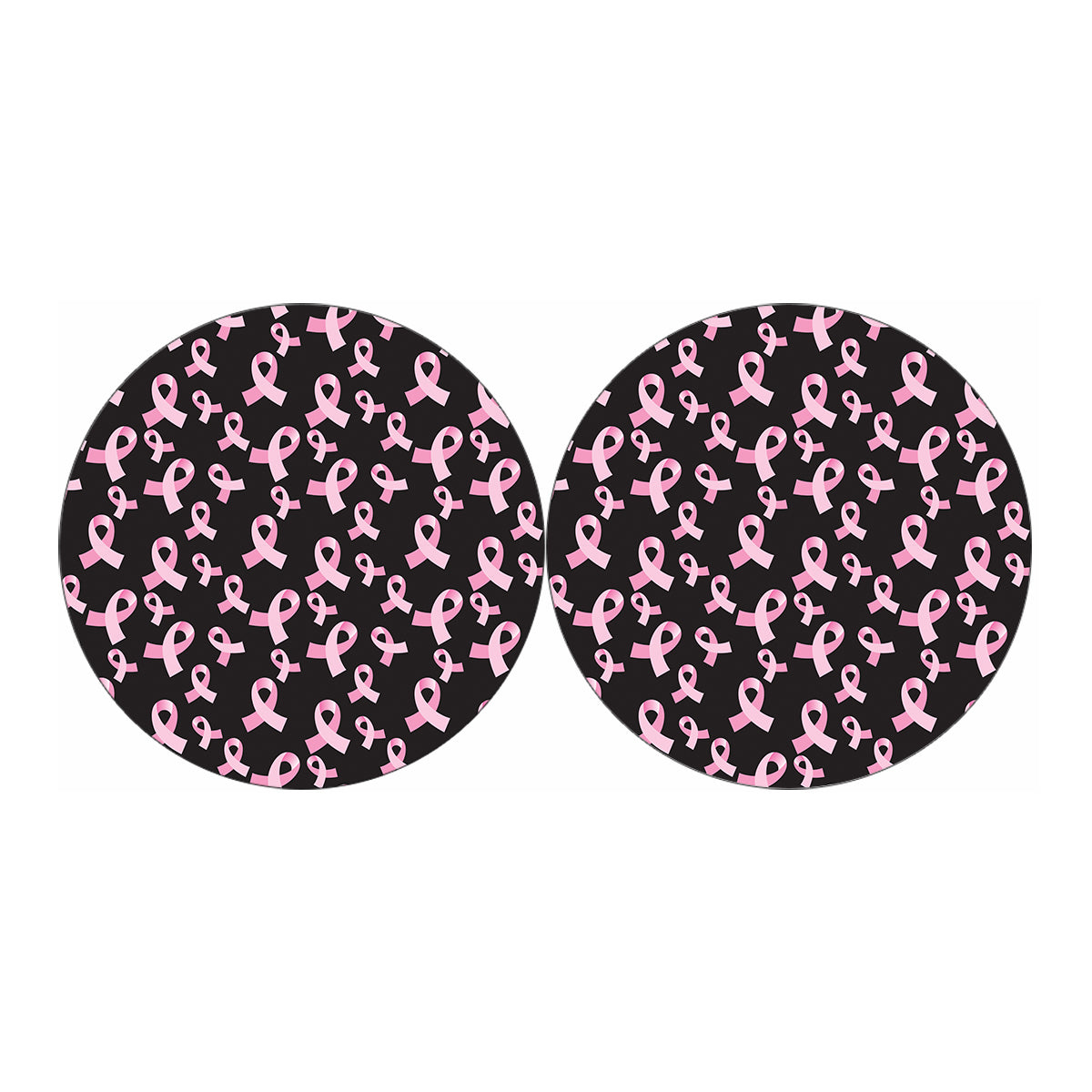 Pink Breast Cancer Ribbon Pattern Print Car Coasters