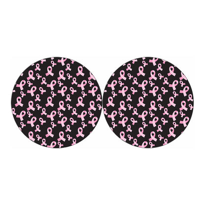 Pink Breast Cancer Ribbon Pattern Print Car Coasters