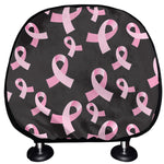 Pink Breast Cancer Ribbon Pattern Print Car Headrest Covers