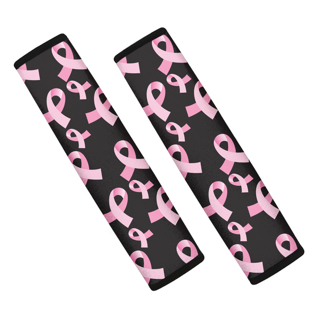 Pink Breast Cancer Ribbon Pattern Print Car Seat Belt Covers