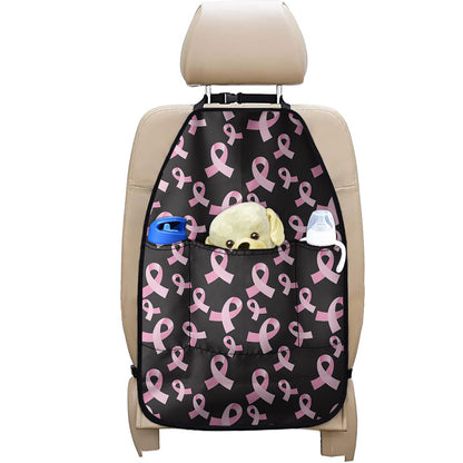 Pink Breast Cancer Ribbon Pattern Print Car Seat Organizers