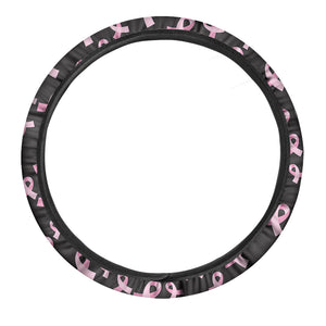 Pink Breast Cancer Ribbon Pattern Print Car Steering Wheel Cover