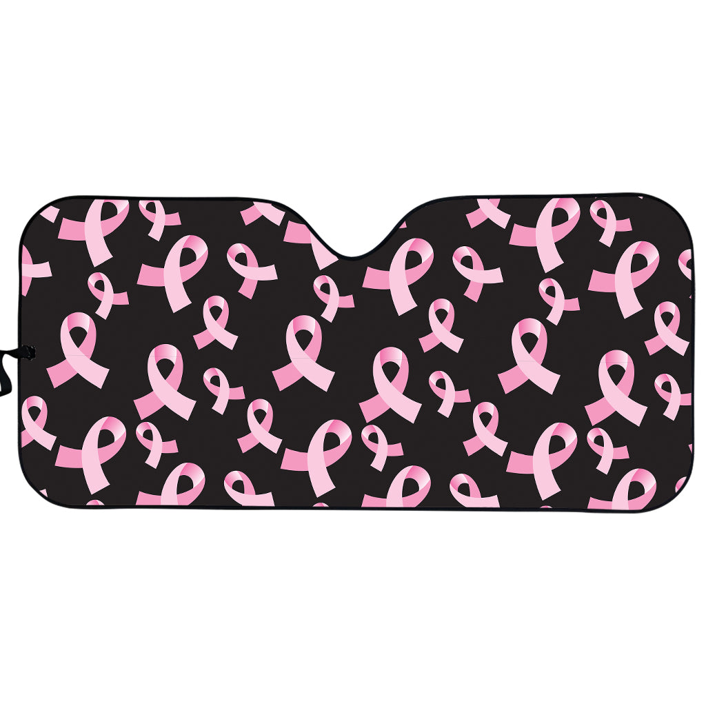 Pink Breast Cancer Ribbon Pattern Print Car Sun Shade