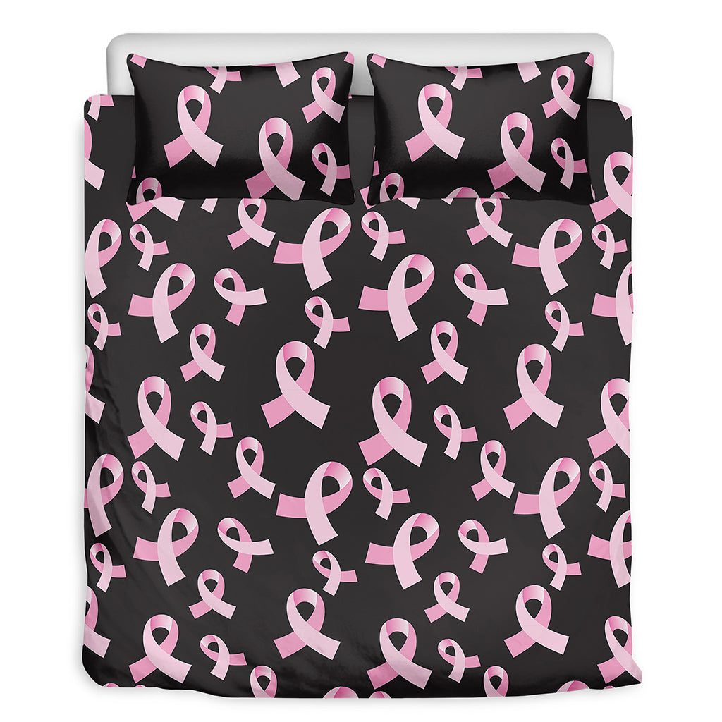 Pink Breast Cancer Ribbon Pattern Print Duvet Cover Bedding Set
