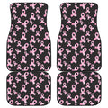 Pink Breast Cancer Ribbon Pattern Print Front and Back Car Floor Mats