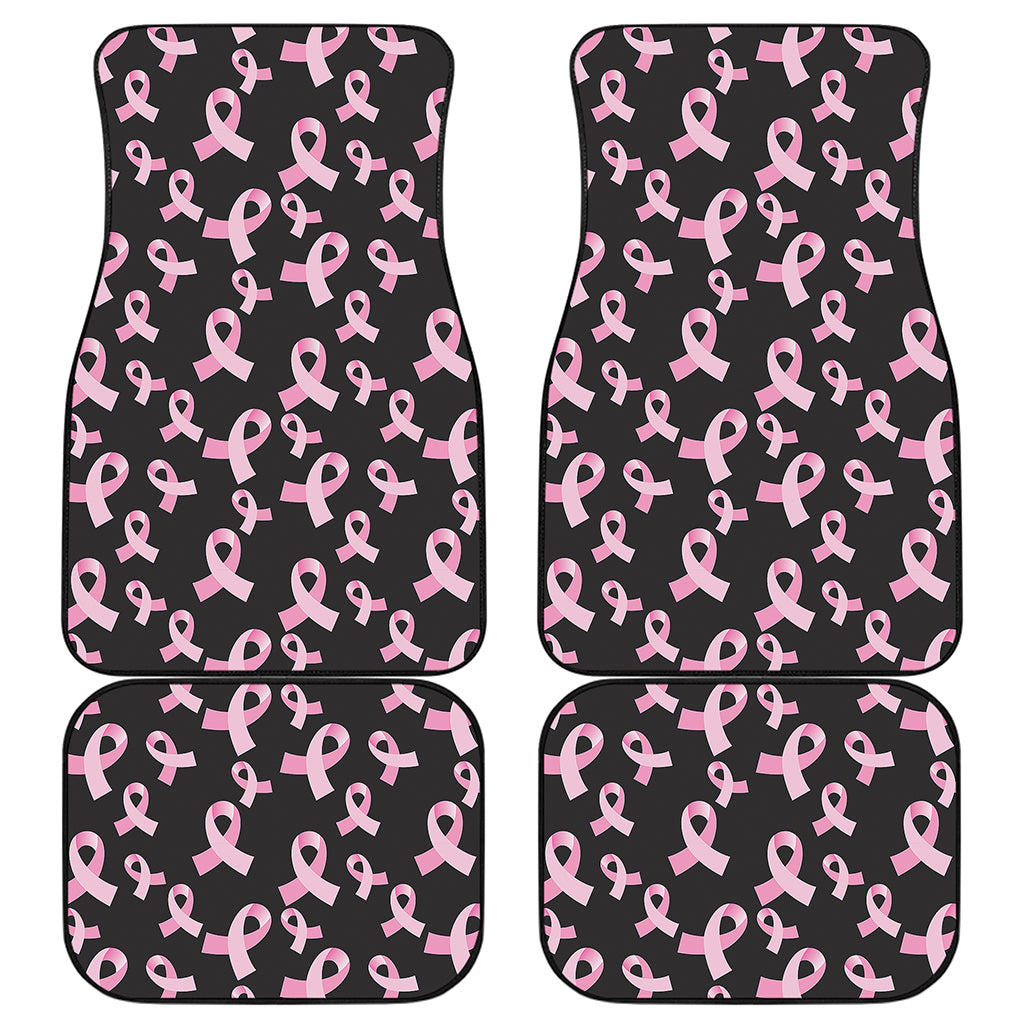 Pink Breast Cancer Ribbon Pattern Print Front and Back Car Floor Mats