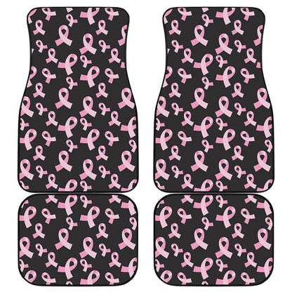 Pink Breast Cancer Ribbon Pattern Print Front and Back Car Floor Mats