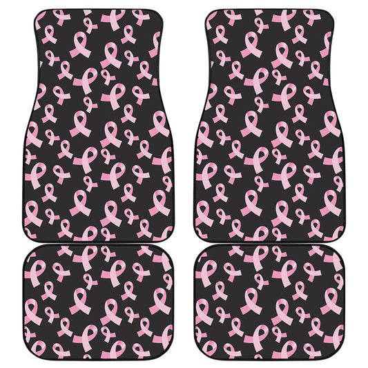 Pink Breast Cancer Ribbon Pattern Print Front and Back Car Floor Mats