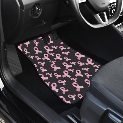 Pink Breast Cancer Ribbon Pattern Print Front and Back Car Floor Mats