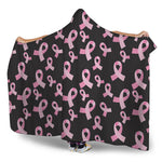 Pink Breast Cancer Ribbon Pattern Print Hooded Blanket