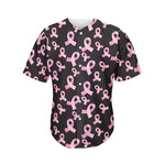 Pink Breast Cancer Ribbon Pattern Print Men's Baseball Jersey