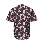 Pink Breast Cancer Ribbon Pattern Print Men's Baseball Jersey