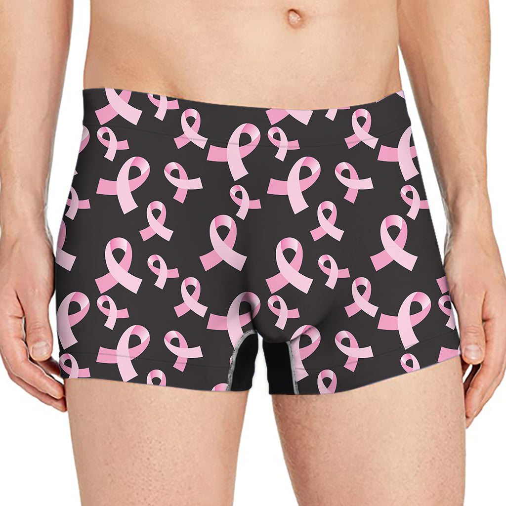 Pink Breast Cancer Ribbon Pattern Print Men's Boxer Briefs