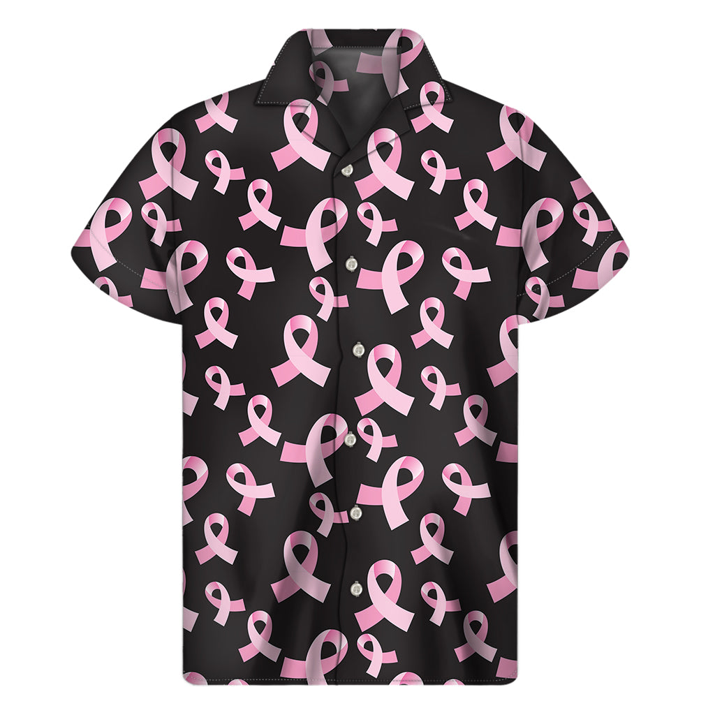 Pink Breast Cancer Ribbon Pattern Print Men's Short Sleeve Shirt