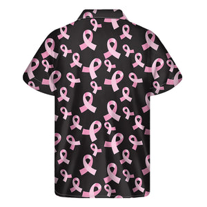 Pink Breast Cancer Ribbon Pattern Print Men's Short Sleeve Shirt