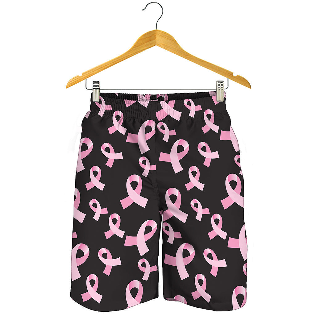 Pink Breast Cancer Ribbon Pattern Print Men's Shorts