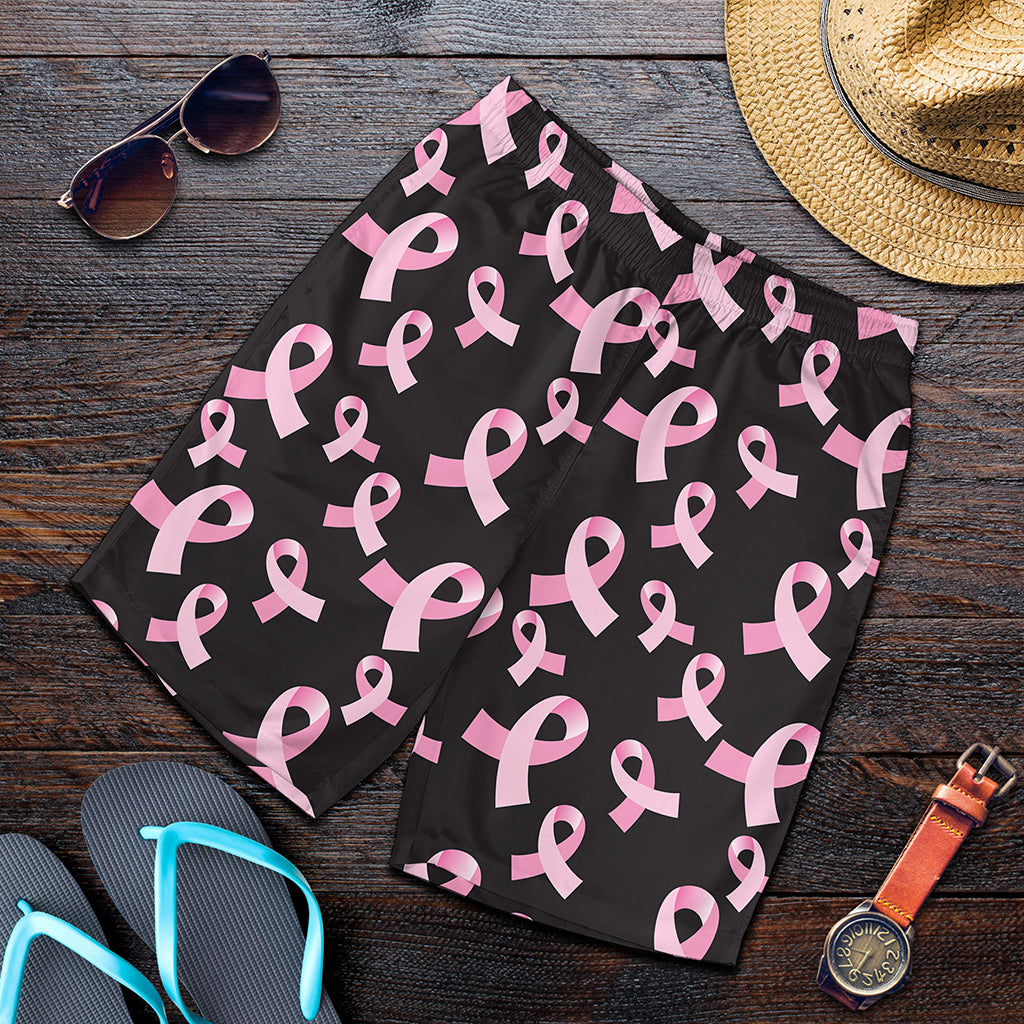 Pink Breast Cancer Ribbon Pattern Print Men's Shorts