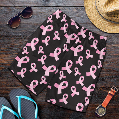 Pink Breast Cancer Ribbon Pattern Print Men's Shorts