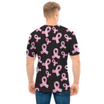 Pink Breast Cancer Ribbon Pattern Print Men's T-Shirt