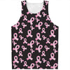 Pink Breast Cancer Ribbon Pattern Print Men's Tank Top