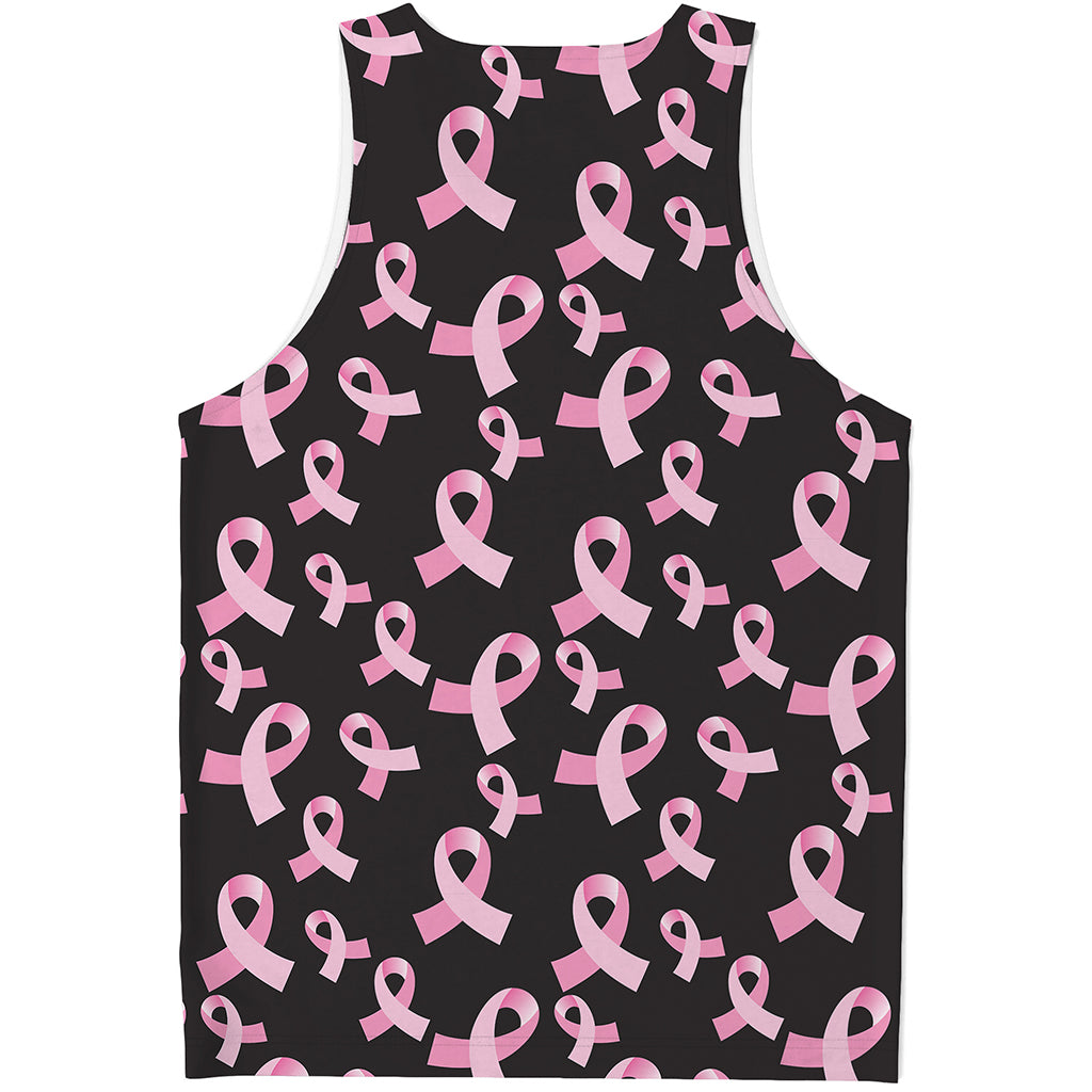 Pink Breast Cancer Ribbon Pattern Print Men's Tank Top