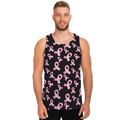 Pink Breast Cancer Ribbon Pattern Print Men's Tank Top