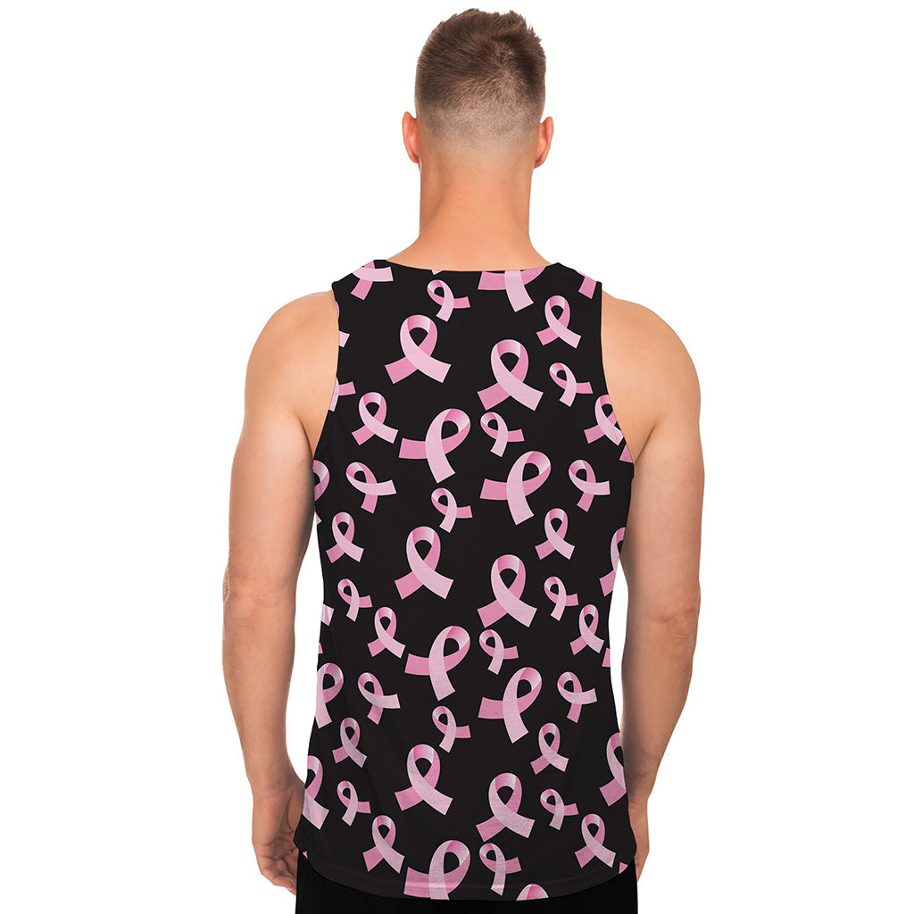 Pink Breast Cancer Ribbon Pattern Print Men's Tank Top