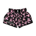 Pink Breast Cancer Ribbon Pattern Print Muay Thai Boxing Shorts