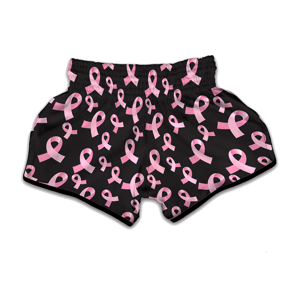 Pink Breast Cancer Ribbon Pattern Print Muay Thai Boxing Shorts
