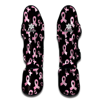 Pink Breast Cancer Ribbon Pattern Print Muay Thai Shin Guard
