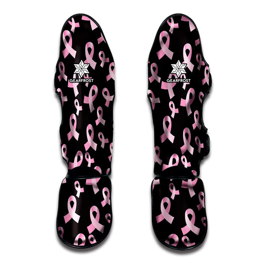 Pink Breast Cancer Ribbon Pattern Print Muay Thai Shin Guard