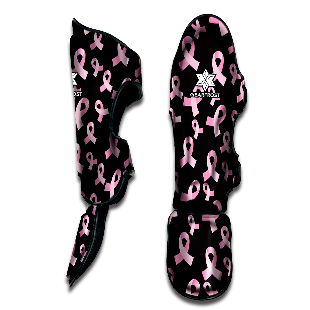 Pink Breast Cancer Ribbon Pattern Print Muay Thai Shin Guard