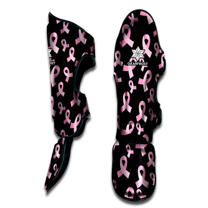 Pink Breast Cancer Ribbon Pattern Print Muay Thai Shin Guard