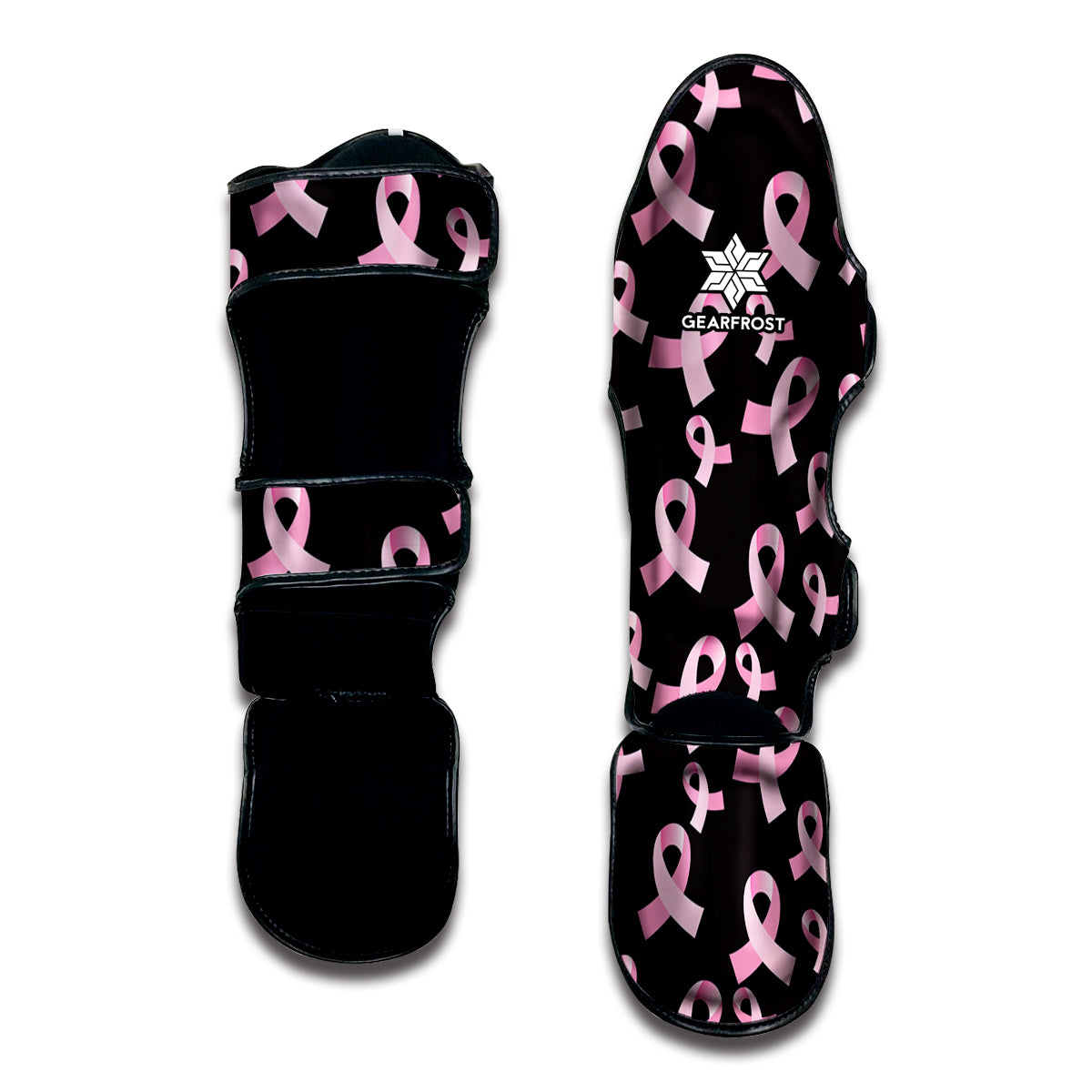 Pink Breast Cancer Ribbon Pattern Print Muay Thai Shin Guard
