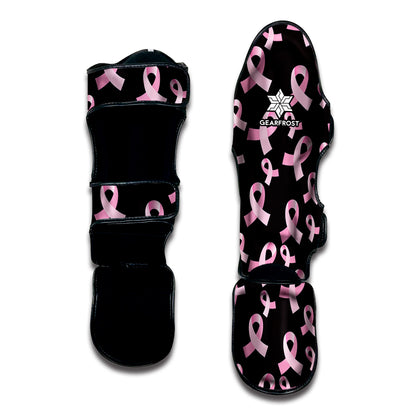 Pink Breast Cancer Ribbon Pattern Print Muay Thai Shin Guard
