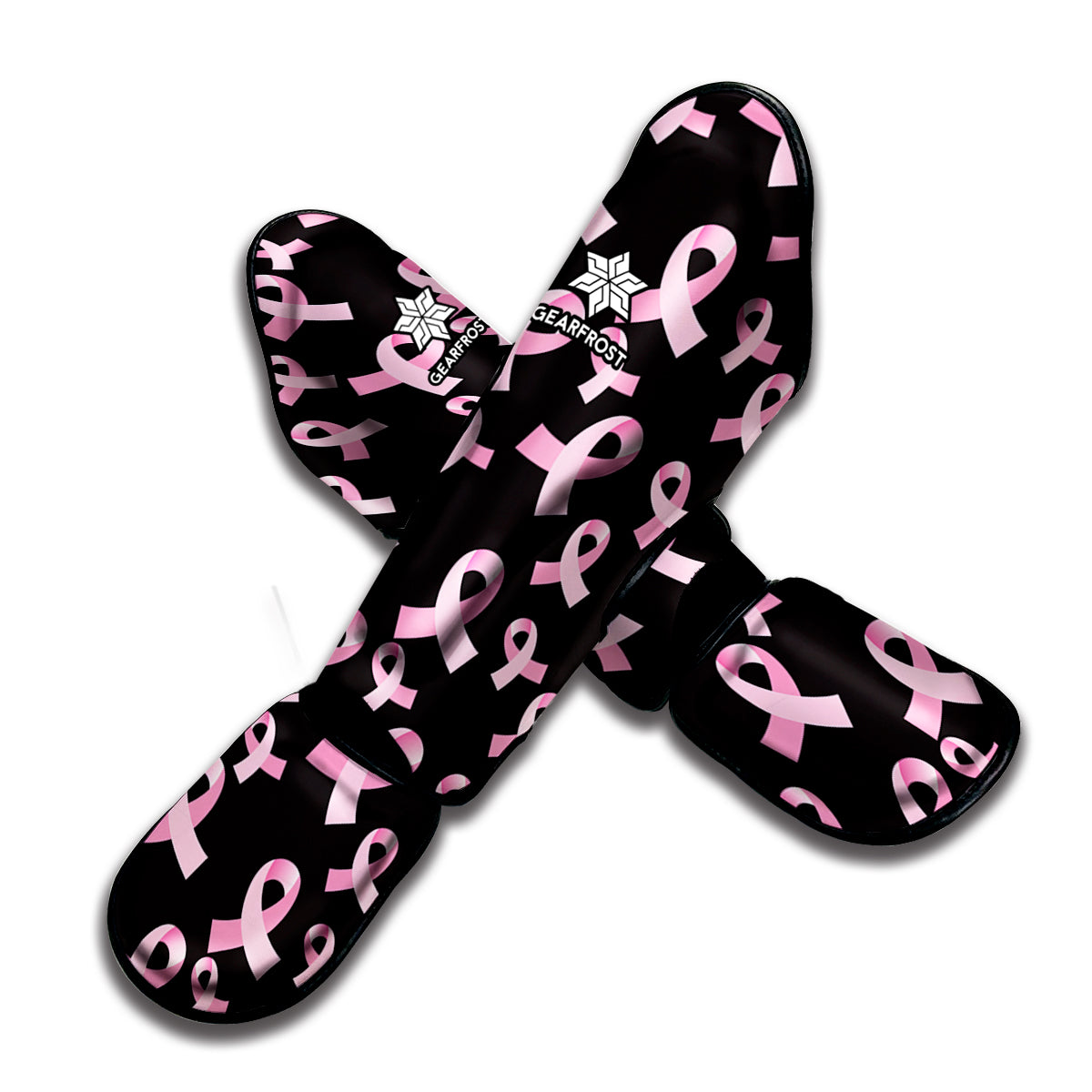 Pink Breast Cancer Ribbon Pattern Print Muay Thai Shin Guard