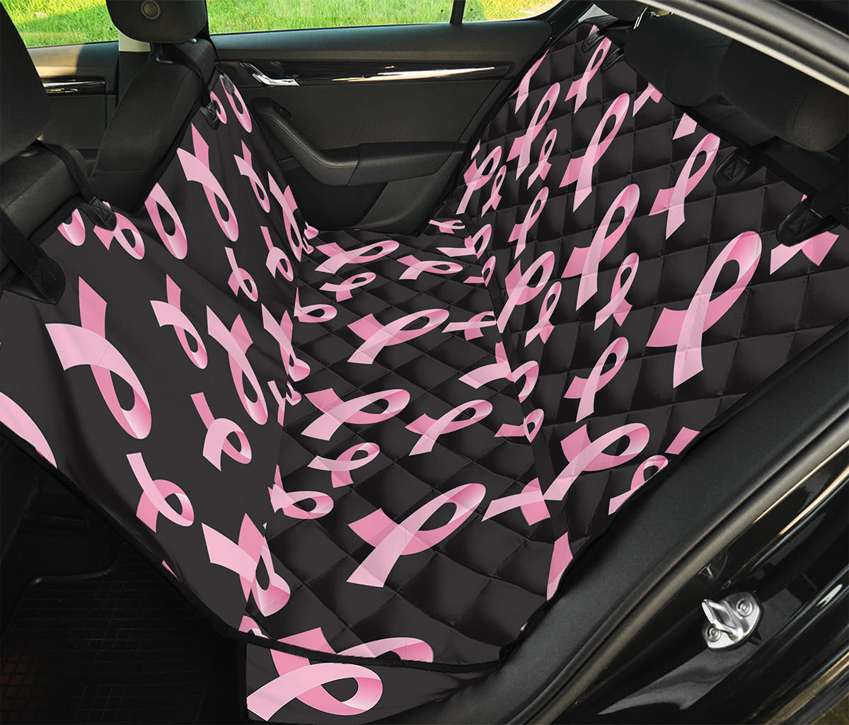 Pink Breast Cancer Ribbon Pattern Print Pet Car Back Seat Cover