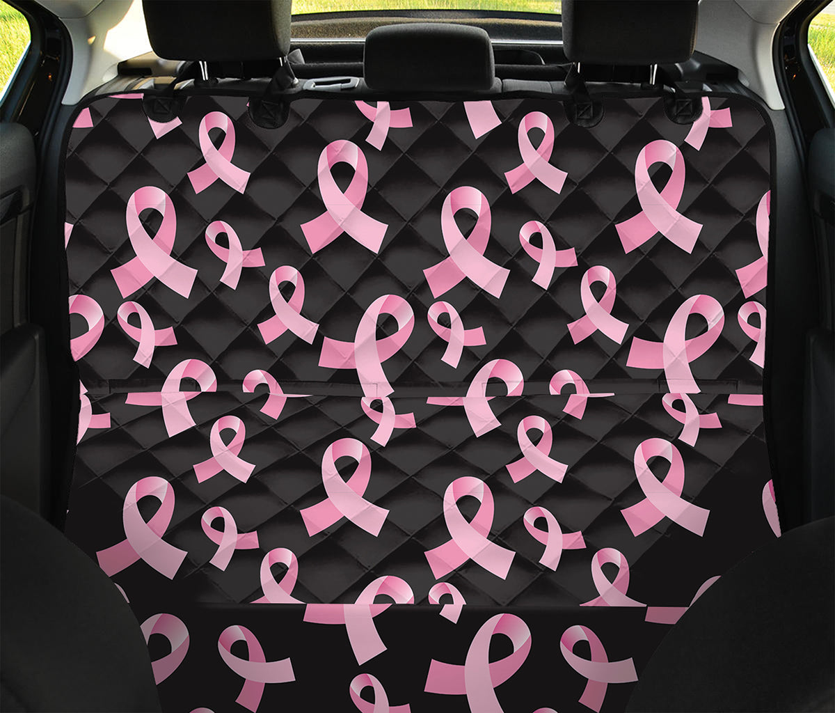 Pink Breast Cancer Ribbon Pattern Print Pet Car Back Seat Cover
