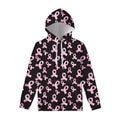 Pink Breast Cancer Ribbon Pattern Print Pullover Hoodie